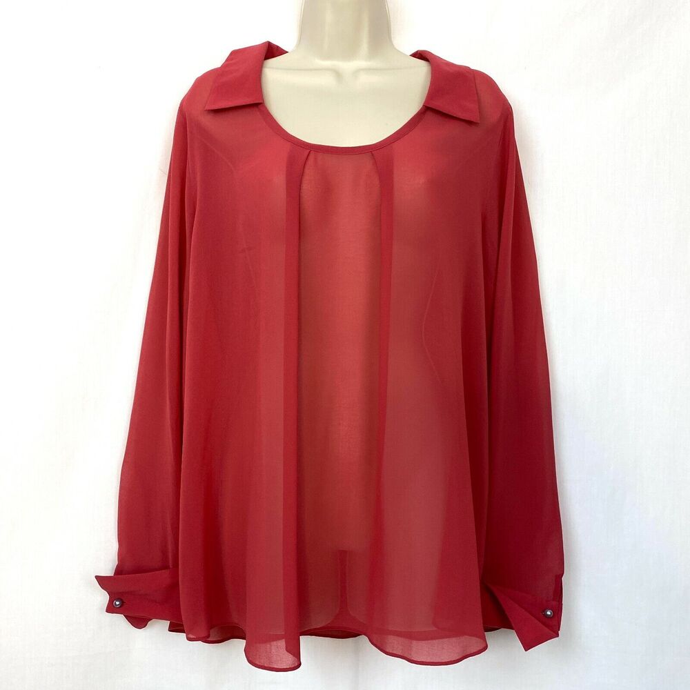 Soft Surroundings Sheer Blouse Womens Large‎ Flowy Romantic Classic Relaxed Top